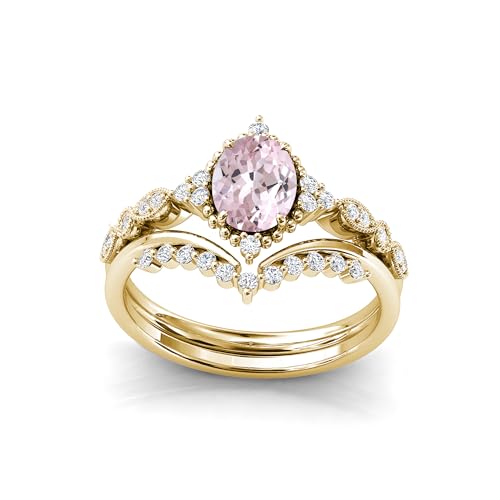 1.5CT Oval Cut Gemstone Wedding Ring Sets for Women,Silver 10K 14K 18K Solid Gold 2Pcs Gemstone Engagement Ring Set,Promise Rings Birthstone Jewelry Gifts for Her/Bridal3