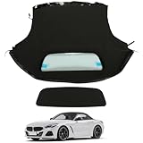 KQQIO Convertible Soft Top Replacement for 2003-2008 BMW Z4, Soft Roof with Clear Heated Glass Window Black Sailcloth Vinyl