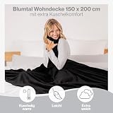 Blumtal Koc polarowy 150 x 200 - Czarna kratka z certyfikatem Oeko-Tex® TEX®, narzuta na sofę, pled kokoning - gruby, puszysty, miękki i ciepły koc - wysoka jakość