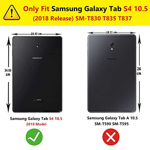 Shockproof Case for Samsung Galaxy Tab S4 10.5'' 2018 (SM-T830 SM-T835 SM-T837),Portable Heavy Duty Tablet Cover with 360 Rotating Stand Handle Strap & Shoulder Belt Carrying Case (New Blue)