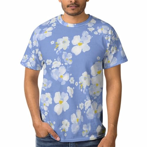 T-Shirt Homme Petites Fleurs Léger Contre la Chaleur d'Été