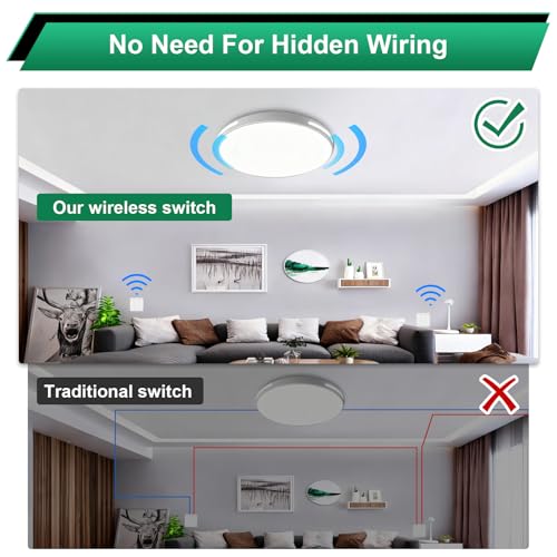 Interrupteur sans fil 230V avec 3 récepteurs et 2 commandes pour maison