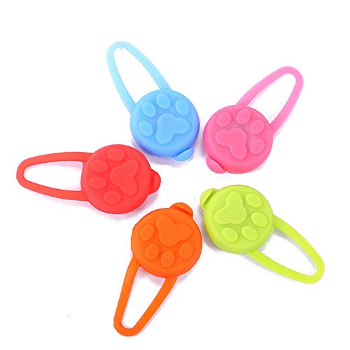 Wovatech 5 pièces en Silicone pour Collier de Chien LED Light - Pendentif Lumineux étanche pour Animaux de Compagnie pour la sécurité extérieure - Spots colorés avec Piles Bouton Cover