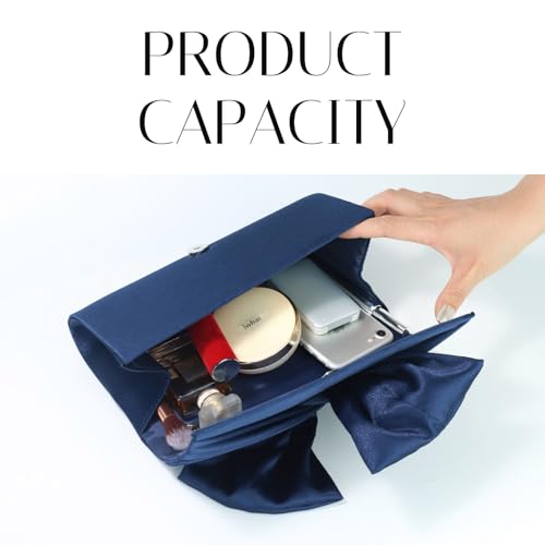Image of Satin Evening Bag Bow Flap Clutch Purse for Women,Elegant Clutch Handbag for Formal /Party /Prom /Wedding