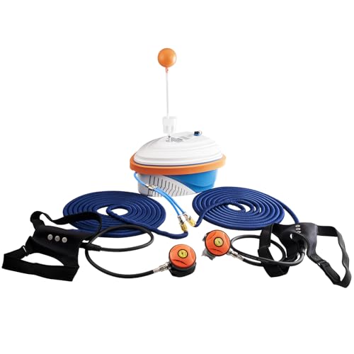 GOYOJO Diving Hookah System Underwater Diving Ventilator Waterproof Portable Scuba Gear for Dual Users 7-10H Powerful Motor Air Compressor for Spearfishing Underwater Exploration