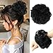 PRAVRAJYA Messy Hair Bun Cotton Lace Extensions Chignons Hair Scrunchy Updo Hairpiece Hair Extensions for Women's Wedding & other Function (Black)