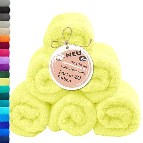 Lashuma Baby Waschlappen 30x30 cm, London 6er Set in Anis Grün, Flauschige Frottee Mini Handtücher für Kinder