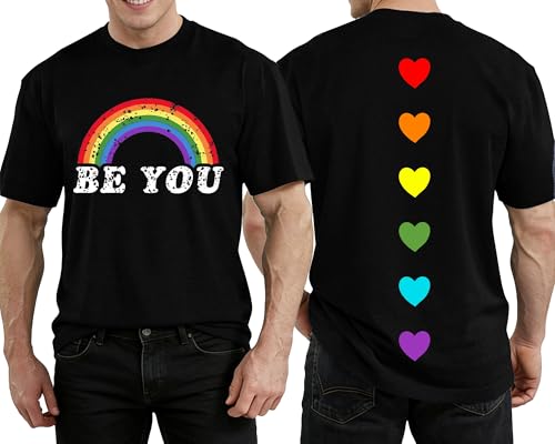 LAWOZZOS Pride T Shirt for Men LGBT Gay Pride Shirt Rainbow T-Shirt Love is Love Short Sleeve Tee Top