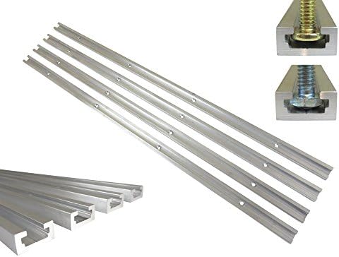 Lot 4 Each 24" Aluminum T Track 3/4" by 3/8" Slot, Accepts 1/4" Hex Bolts, 1/4" and 5/16" T Bolts, Countersunk Holes Every 6" 112114