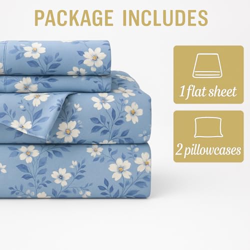 Image of Cottington Lane Microfiber 144 TC Printed Bedsheet for Single Bed with 2 Pillow Covers for Summer Breathable Soft Wrinklefree Soft Touch & Skin Friendly, 60x90 Inches, Mini-Tiny Floral