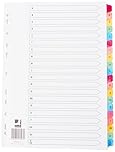 Q-Connect Multi-Punched A-Z 20-Part Reinforced Multi-Colour A4 Index Pre-Printed Tabs