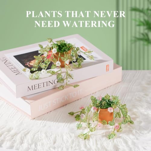 Image of PATPAT 1050Pcs+ Beads Kit for DIY Beaded Planter Kit, Green Glass Bead Hanging Plant Ornament Making Set with DIY Craft Supplies Tools for Home Decor and Garden Decor