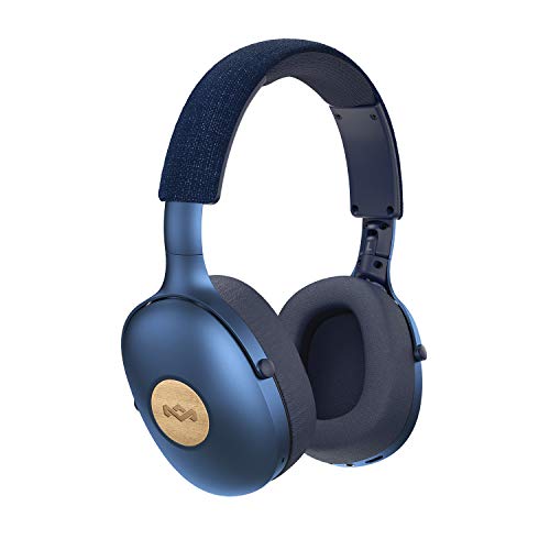 The House Of Marley Positive Vibration XL Cascos Bluetooth Inalámbrico, Auriculares de Diadema Plegables con 24 hs de Batería, Control de Volumen, Micrófono Incorporado y Materiales Ecológicos, Azul