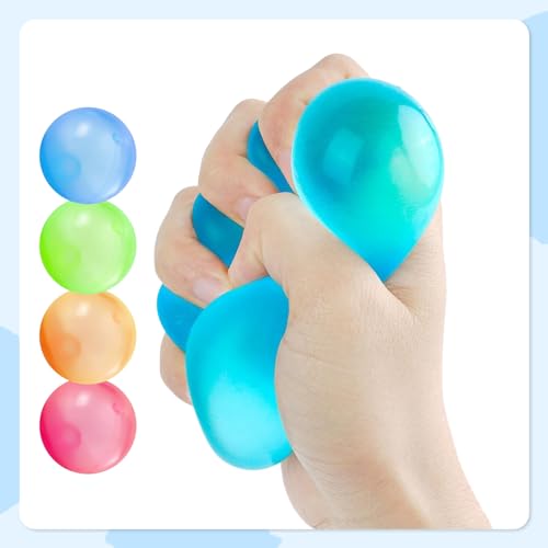 Roinaid 6 Stück Stressball klebriger Zielball,Leuchtend Antistressball,Luminous Sticky Ball,Antistressball Kinder,Quetschball,6cm Sticky Balls Anti Stress Spielzeug für Erwachsene Kinder