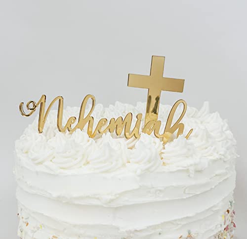 Baptism Christening Cake Name Plate Fast Shipping | Choose The Font And Color!! Cross Name Cake Plate Made In The Usa #TOP5