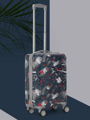 Image of Teakwood World Small 55 cm Cabin Size Trolley Bag Polycarbonate 360 Degree 8 Wheels Luggage Bag with TSA Lock, Adjustable Handle Trolley Bags for Travel, Suitcase for Travel | Spark Blue