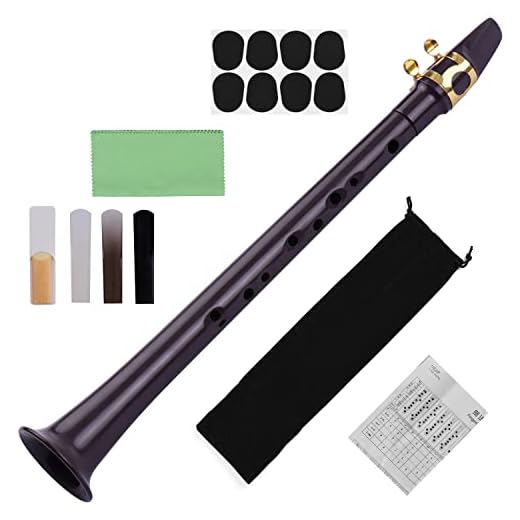 Jethrora Mini saxofone de bolso com chave C de 11 orifícios ABS com bocal alto Ligadura 4 pçs Palhetas 8 pçs Almofadas dentais Gráficos de dedo Bolsa de transporte