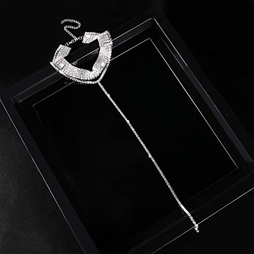 Eftom Rhinestone Choker Necklaces Silver Sparkly Diamond Choker Crystal Choker Necklace For Women Girls 5 Rows #TOP3