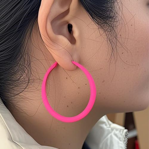 Neon Hoop Earrings for Women Exaggerated 80s 90s Colorful Chunky Statement Hoops Earring Lightweight Hypoallergenic Big Hoops for Glow Party Outfits Y2k Jewelry Accessories3