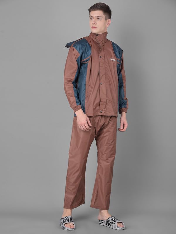 Image of Dollar Rainguard Men's PVC Full Sleeve Solid Reversible Raincoat Set with Adjustable Hood and Pocket