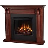 BOWERY HILL Traditional Solid Wood Surround Heater Electric Fireplace with Remote Control, Adjustable Led Flame, 1500W in Mahogany