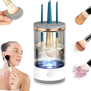Electric Makeup Brush Cleaner – Makeup Brush Cleaner Machine with Brush Clean Mat, Quick Efficient Machine for Deep Cleaning All Types of Brushes Set for Makeup Lovers & Professionals (Black)
