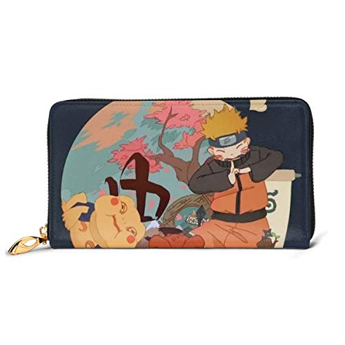 Preisvergleich Produktbild Naruto Geldbörse aus echtem Leder mit Reißverschluss, lange Clutch, Münzfach, Kartenpaket für Damen und Herren