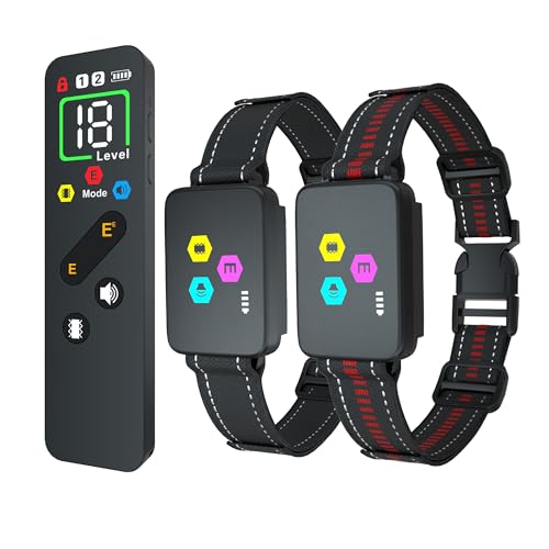 Meloive Collier de Dressage pour Deux Chiens,Portée 3000 Mètres,3 Modes Son/Vibration/Choc Électrique avec Verrouillage de Sécurité,Résistant à l'eau et...
