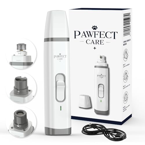 Pawfect Care Dog Nail Grinder - 2-Speed Very Quiet Dog Claw Grinder with LED Light Safe Pet Nail Trimmer for Small Medium & Large Dogs and Cats