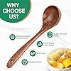 Wooden Soup Spoon for Cooking, Teak Acacia Soup Ladle, Non-Toxic Natural Wood Serving Spoon for Gravy Sauce Porridge, Long Handle Deep Scooper Server Utensil, No-Scratch Cookware Surface,10.6″ #2