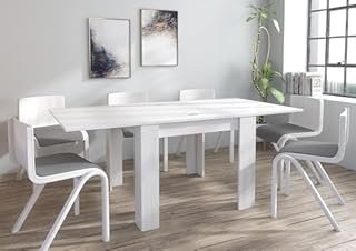 Furneo Golden 02 – Modern Extendable Dining Table Only, 90–180 cm, White Pine Effect Finish