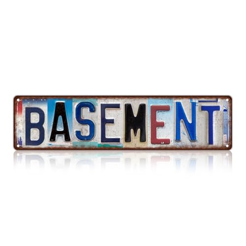 JBYMsign Vintage Basement Street Sign Wall Decor Metal Tin Signs Poster