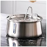 Fuente para Gatos De Acero Inoxidable 4L con Ventana Transparente,Bomba Silenciosa, Multi-Filtración, Cat Fountain No Sputter, para Múltiples Mascotas