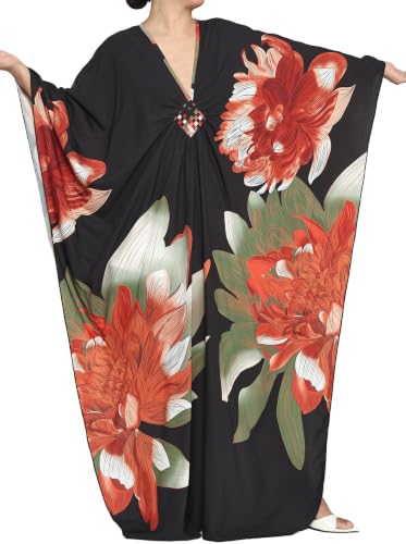 MYBWTW V-Neck Batwing Caftan Dress