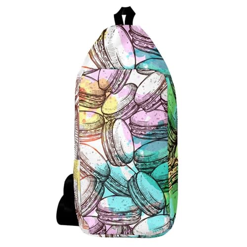 Sac à dos à bandoulière pour voyage léger avec motif macarons pour homme et femme