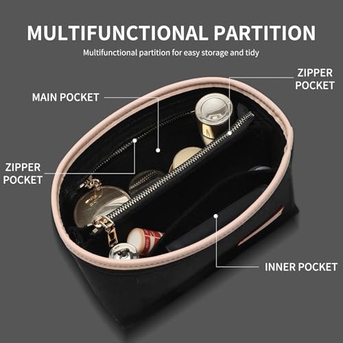 Image of Doxo Purse Organizer Insert, Bag Organizer for Tote & Handbags, Bag in Bag, Perfect for LV Speedy 20 and More(Black,Small)