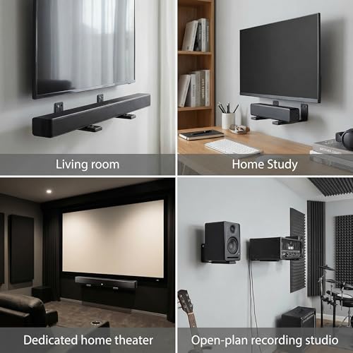 Depth Adjustabl Soundbar Wall Mount Bracket ,Soundbar Shelf Under TV, Black - image 9