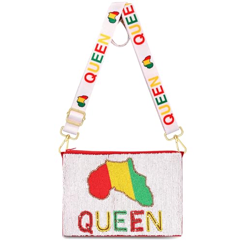 Image of Juneteenth Purse for Women Beaded Afro Freedom Crossbody Purse Shoulder Bag Black History Month African Outfit Gift