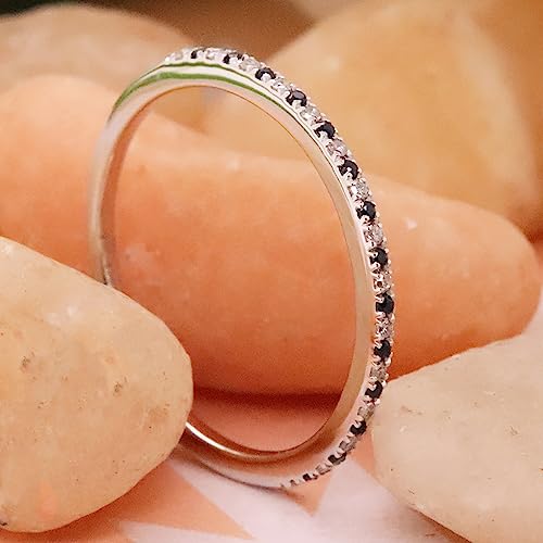 Dazzlingrock Collection Round Blue Sapphire and White Diamond Half Eternity Bridal Wedding Band Ring for Women in Solid Gold3