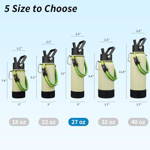 Image of BJPKPK 27oz Insulated Water Bottle with 3 Lids, Straw Lid & Handle