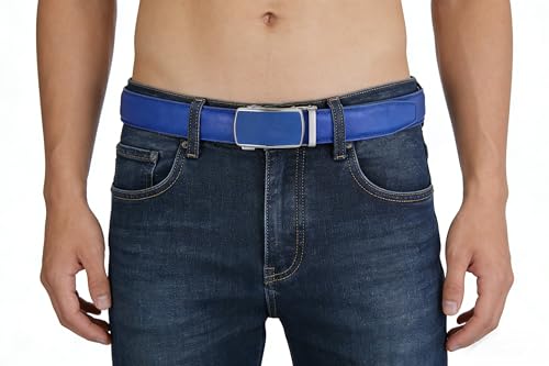 Image of Lingli Men's Belt,Ratchet Dress Belt with Automatic Buckle Brown /Black-Trim to Fit-35mm wide