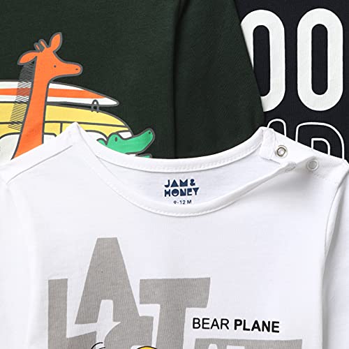 Image of Amazon Brand - Jam & Honey Baby Boy's Full Sleeves T-Shirt | 100% Cotton Printed Regular Fit T-Shirts | New Born Baby Clothes - 0 to 24 Months (Pack of 3)
