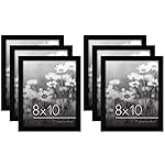 Americanflat 8x10 Picture Frame with Polished Plexiglass - Set of 6 - Signature Collection - Picture Frames with Engineered Wood - Gallery Wall Frame Set for Tabletop and Wall Display - Black