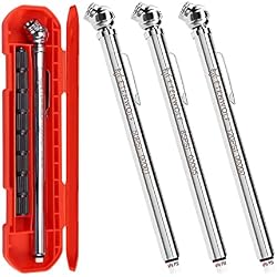 ETENWOLF Pencil Tire Pressure Gauge 3 Pack (10-50PSI, 10-85PSI, 20-120PSI) | with 24 Tire Caps, Calibrated to ANSI B40.1 Grade B (2%), Stainless Steel Body, for Cars, Pickups, RVs, Bicycles
