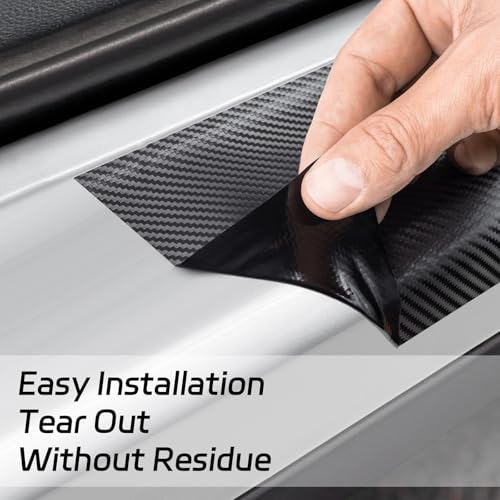 Carbon Folie Auto (10cm × 1000cm) Carbonfolie Klebefolie Auto Einstiegsleisten Schutz, 3D Lackschutzfolie mit Abstreifer, Schutzfolie für Die Meisten Autos wie SUVs und Limousinen Schwarz