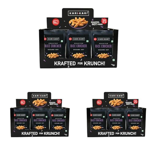 Image of Kari Kari Sesame Soy Rice Cracker | Crunchy Japanese Snacks | Roasted, Non-Fried Healthy | 100% Vegetarian | Party (20g x Pack of 72)