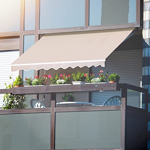 VEIKOU-13×8-Awnings-for-Patio-Retractable-Awning-with-Crank-Handle-Manual-Awning-Canopy-for-Door-Entrance-Garden-Deck-Beige VEIKOU 13×8 Awnings for Patio Retractable Awning with Crank Handle Manual Awning Canopy for Door Entrance Garden Deck Beige