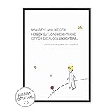  Der kleine Prinz - Kunstdruck auf wunderbarem Hahnemühle Papier DIN A4 -ohne Rahmen- schwarz-weißes Bild Poster zur Deko im Büro/Wohnung/als Geschenk Mitbringsel zum Geburtstag mit Illustration