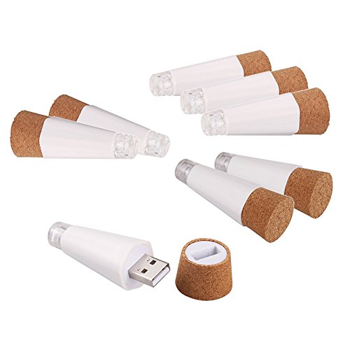 Docooler 8PCS Hexagon Cork Shaped USB Rechargeable LED Night Light Super Bright Empty Wine Bottle Lamp for Party Patio Xmas