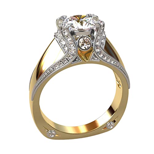 Image of Luxury Male Female Big Crystal Stone Ring Gold Color Silver Color Wedding Jewelry Promise Engagement Rings For Men And Women Practical and attractive